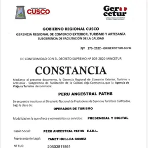 Certificado Gercetur